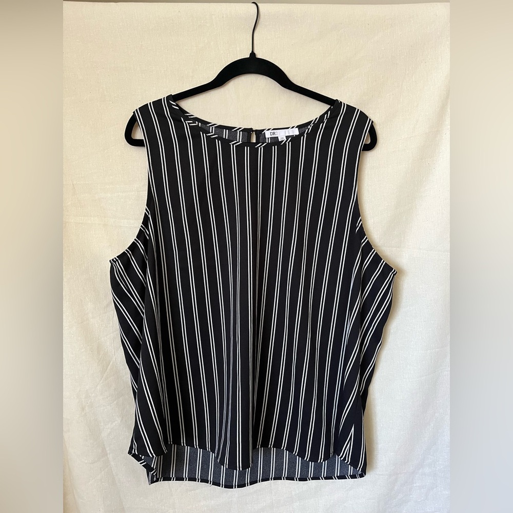 DR2 by Daniel Rainn Blouse - black and white striped - size XXL